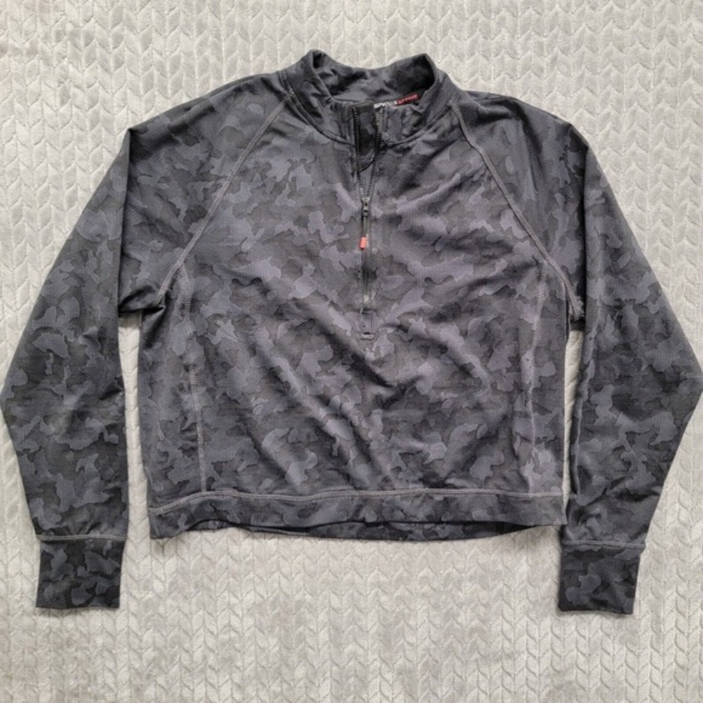 Spyder Active Women's XL Half Zip‎ Mock Neck Shirt Pullover Camo Black Gray $78